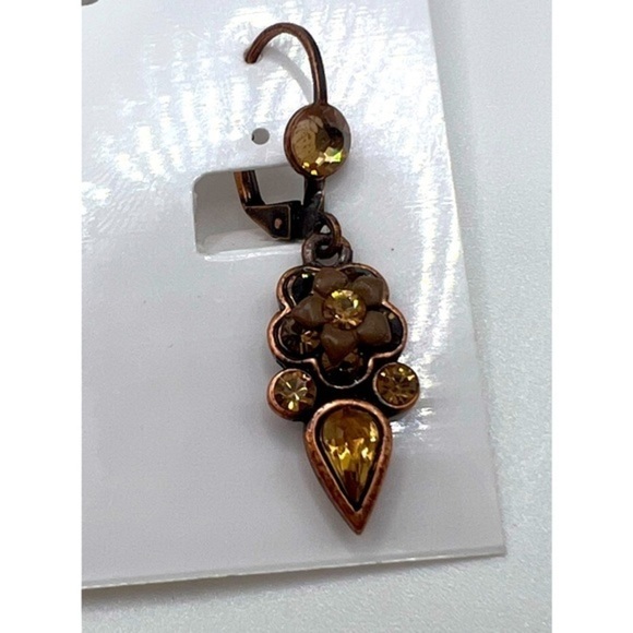 RICH Amber Gold Bronze Crystal Pierced Earrings - Picture 2 of 3